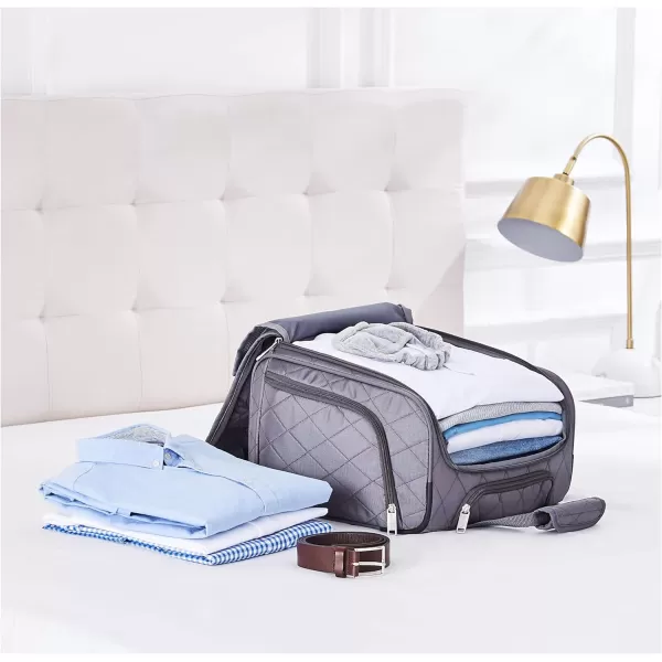 Amazon Basics Underseat CarryOn Rolling Travel Luggage Bag 14 Inches Navy BlueGrey Quilted