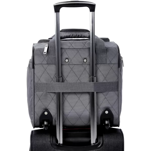 Amazon Basics Underseat CarryOn Rolling Travel Luggage Bag 14 Inches Navy BlueGrey Quilted