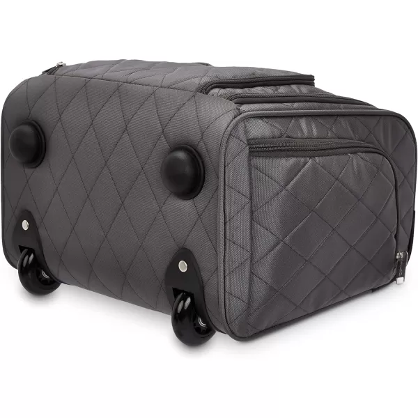 Amazon Basics Underseat CarryOn Rolling Travel Luggage Bag 14 Inches Navy BlueGrey Quilted