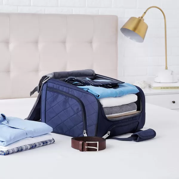 Amazon Basics Underseat CarryOn Rolling Travel Luggage Bag 14 Inches Navy BlueNavy Blue Quilted