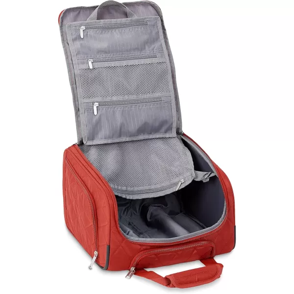 Amazon Basics Underseat CarryOn Rolling Travel Luggage Bag 14 Inches Navy BlueRed Quilted