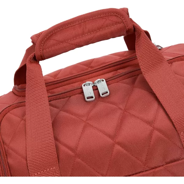 Amazon Basics Underseat CarryOn Rolling Travel Luggage Bag 14 Inches Navy BlueRed Quilted