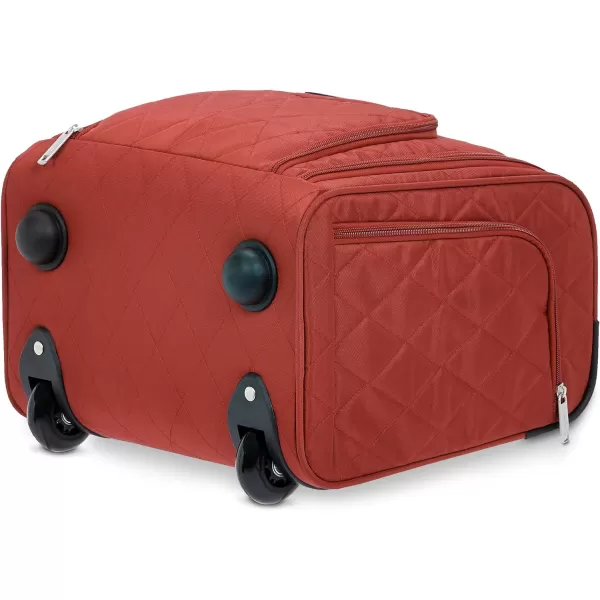 Amazon Basics Underseat CarryOn Rolling Travel Luggage Bag 14 Inches Navy BlueRed Quilted