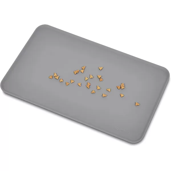 Amazon Basics Waterproof AntiSlip Silicone Pet Food and Water Bowl Mat 24 x 16 Inches Black SolidGray
