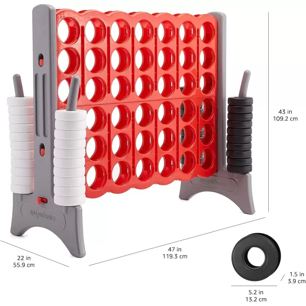 Amazon basics Giant BPAFree 4InARow Premium Plastic Game Set with Carrying Bag Great for Gifting Red amp GreenBlack White Grey Red Giant