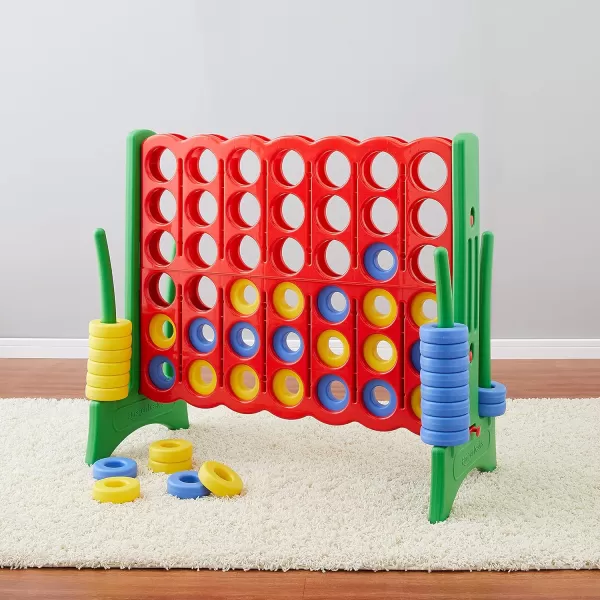 Amazon basics Giant BPAFree 4InARow Premium Plastic Game Set with Carrying Bag Great for Gifting Red amp GreenBlue Yellow Red Green Giant