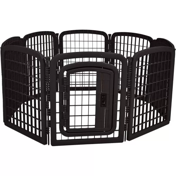 Amazon Basics 8Panel Octagonal Plastic Pet Pen Fence Enclosure With Gate 59 x 58 x 28 Inches Greyblack 28Inch