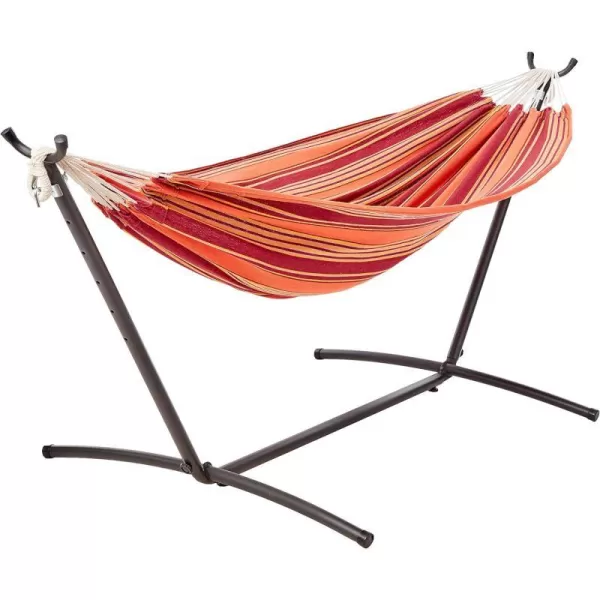 Amazon Basics Double Hammock with 9Foot Space Saving Steel Stand and Carrying Case 450 lb Capacity Sunset Orange Stripe 110 x 47 x 43 inchesSunset Orange