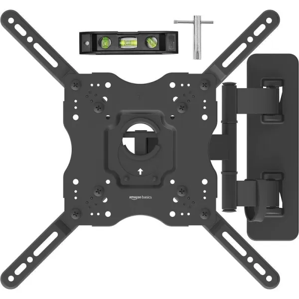 Amazon Basics Full Motion Articulating TV Monitor Wall Mount for 26 to 55 TVs and Flat Panels up to 80 Lbs Black26inch to 55inch TVs Articulating 16 inch Extension