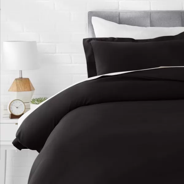 Amazon Basics Lightweight Microfiber 2Piece Duvet Cover Set with Zipper Closure TwinTwin XL Bright White Solid  Pack of 4Black