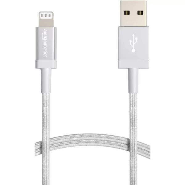 Amazon Basics USBA to Lightning Charger Cable Nylon Braided Cord MFi Certified Charger for Apple iPhone 14 13 12 11 X Xs Pro Pro Max Plus iPad 3 Foot Dark Gray3 Feet 1Pack Silver