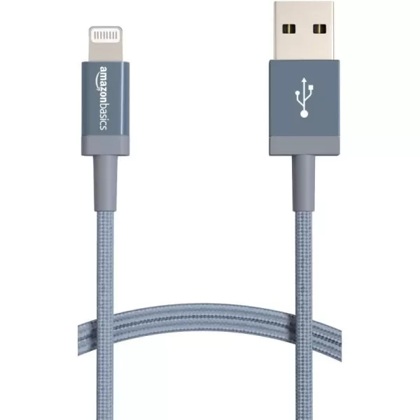 Amazon Basics USBA to Lightning Charger Cable Nylon Braided Cord MFi Certified Charger for Apple iPhone 14 13 12 11 X Xs Pro Pro Max Plus iPad 3 Foot Dark Gray3 Feet 1Pack Dark Gray