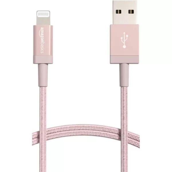 Amazon Basics USBA to Lightning Charger Cable Nylon Braided Cord MFi Certified Charger for Apple iPhone 14 13 12 11 X Xs Pro Pro Max Plus iPad 3 Foot Dark Gray3 Feet 1Pack Rose Gold