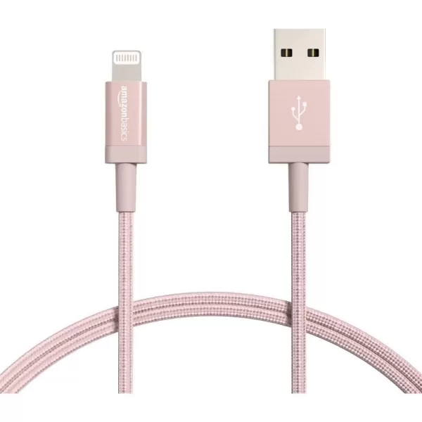 Amazon Basics USBA to Lightning Charger Cable Nylon Braided Cord MFi Certified Charger for Apple iPhone 14 13 12 11 X Xs Pro Pro Max Plus iPad 3 Foot Dark Gray3 Feet 2Pack Rose Gold