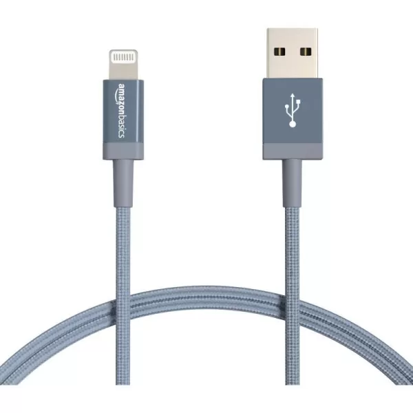 Amazon Basics USBA to Lightning Charger Cable Nylon Braided Cord MFi Certified Charger for Apple iPhone 14 13 12 11 X Xs Pro Pro Max Plus iPad 3 Foot Dark Gray3 Feet 2Pack Dark Gray