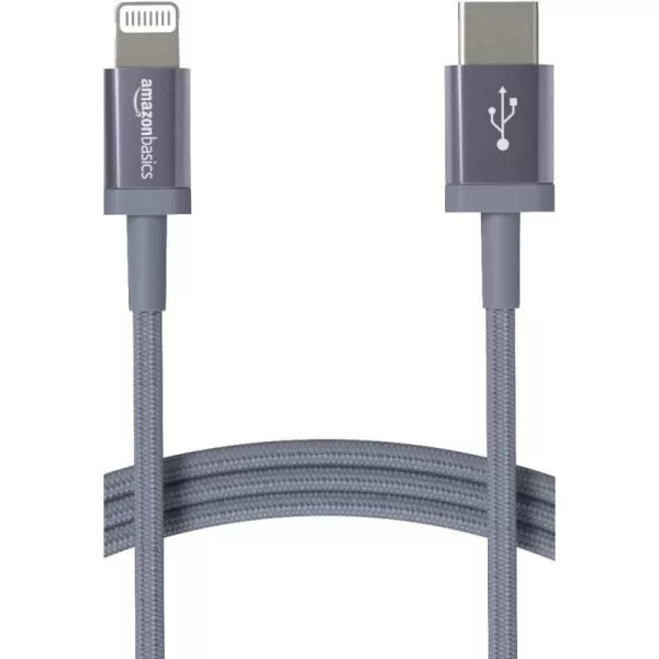 Amazon Basics USBC to Lightning Charger Cable Nylon Braided Cord MFi Certified Charger for Apple iPhone 14 13 12 11 X Xs Pro Pro Max Plus iPad 3 Foot Dark GrayDark Gray