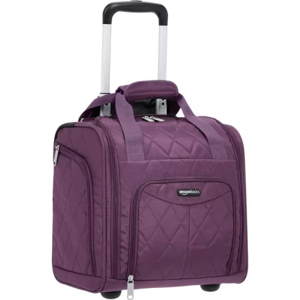 Amazon Basics Underseat CarryOn Rolling Travel Luggage Bag 14 Inches Navy BluePurple Quilted