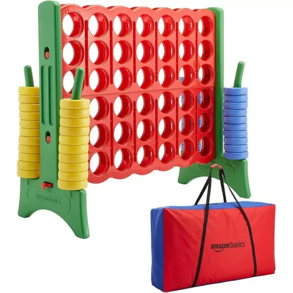 Amazon basics Giant BPAFree 4InARow Premium Plastic Game Set with Carrying Bag Great for Gifting Red amp GreenBlue Yellow Red Green Giant