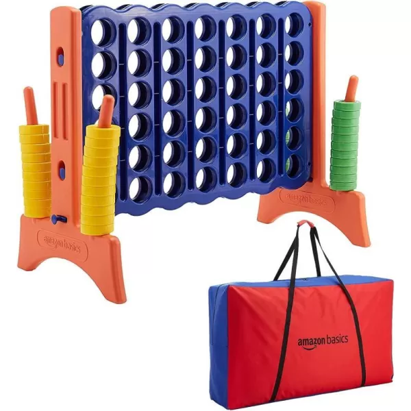 Amazon basics Giant BPAFree 4InARow Premium Plastic Game Set with Carrying Bag Great for Gifting Red amp GreenBlue Yellow Red Green Large