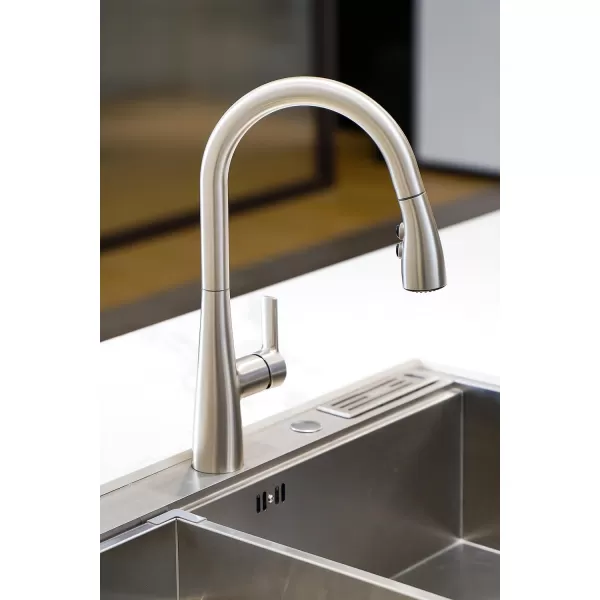 Amazon Basics  PullDown Kitchen Faucet with Perfect Slide and Fast Mount  Chrome 1 packSpotfree Stainless