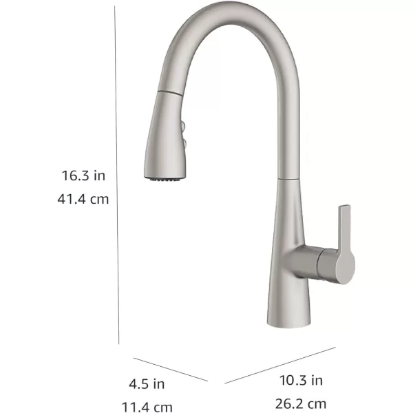 Amazon Basics  PullDown Kitchen Faucet with Perfect Slide and Fast Mount  Chrome 1 packSpotfree Stainless