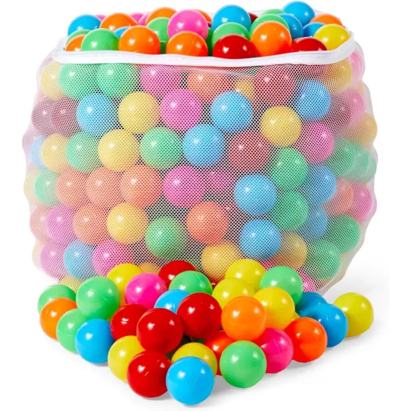 Amazon Basics BPA Free Crush Proof Plastic Pit Balls with Storage Bag Toddlers Kids 12 Months 1000 Count 1000 Balls 6 Pastel Colors6 Bright Colors 400 Balls