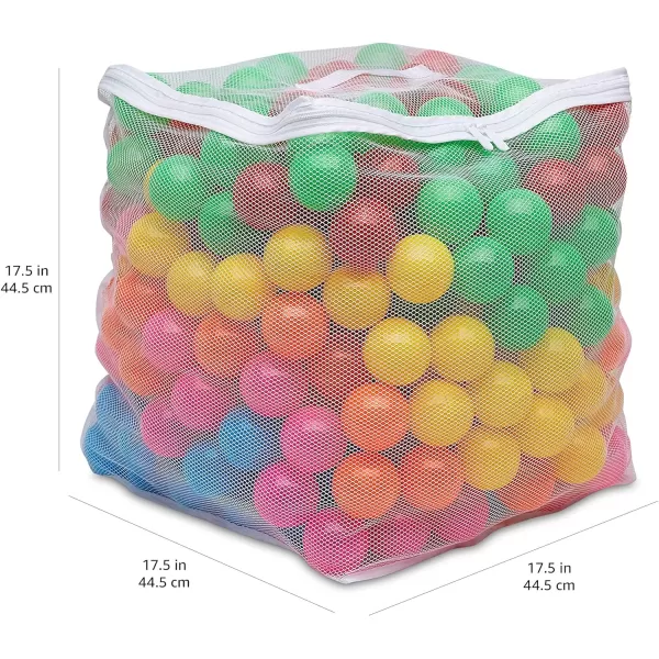 Amazon Basics BPA Free Crush Proof Plastic Pit Balls with Storage Bag Toddlers Kids 12 Months 1000 Count 1000 Balls 6 Pastel Colors6 Bright Colors 400 Balls