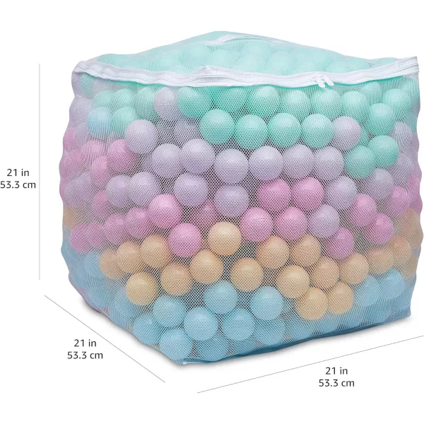 Amazon Basics BPA Free Crush Proof Plastic Pit Balls with Storage Bag Toddlers Kids 12 Months 1000 Count 1000 Balls 6 Pastel Colors6 Pastel Colors 1000 Balls