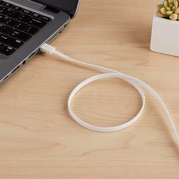 Amazon Basics Cat 6 Gigabit Ethernet Patch Internet Cable Flat  25FT 1Pack White  Include 10 Nails25Foot White