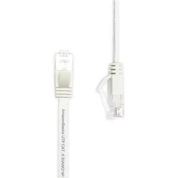 Amazon Basics Cat 6 Gigabit Ethernet Patch Internet Cable Flat  25FT 1Pack White  Include 10 Nails25Foot White