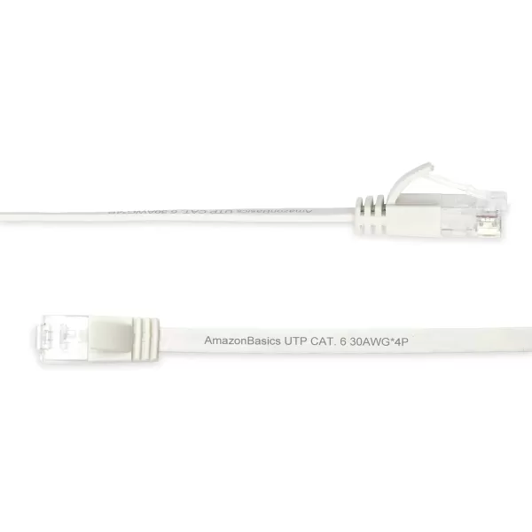 Amazon Basics Cat 6 Gigabit Ethernet Patch Internet Cable Flat  30FT 1Pack White  Include 15 Nails100Foot White