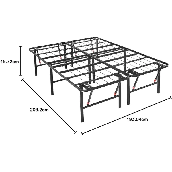 Amazon Basics Foldable Metal Platform Bed Frame with Tool Free Setup 14 Inches High King BlackKing 18 Inch