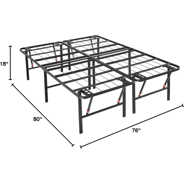 Amazon Basics Foldable Metal Platform Bed Frame with Tool Free Setup 14 Inches High King BlackKing 18 Inch