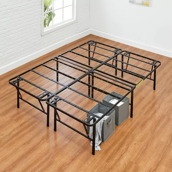 Amazon Basics Foldable Metal Platform Bed Frame with Tool Free Setup 14 Inches High King BlackKing 18 Inch