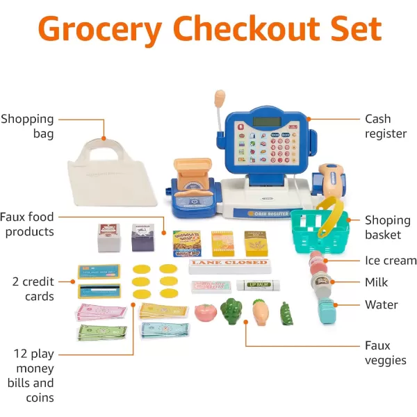 Amazon Basics Grocery Store Checkout Counter Kids Supermarket Pretend Play Store Gift for Age 3YAmazon Basics Grocery Store Checkout Counter Kids Supermarket Pretend Play Store Gift for Age 3Y