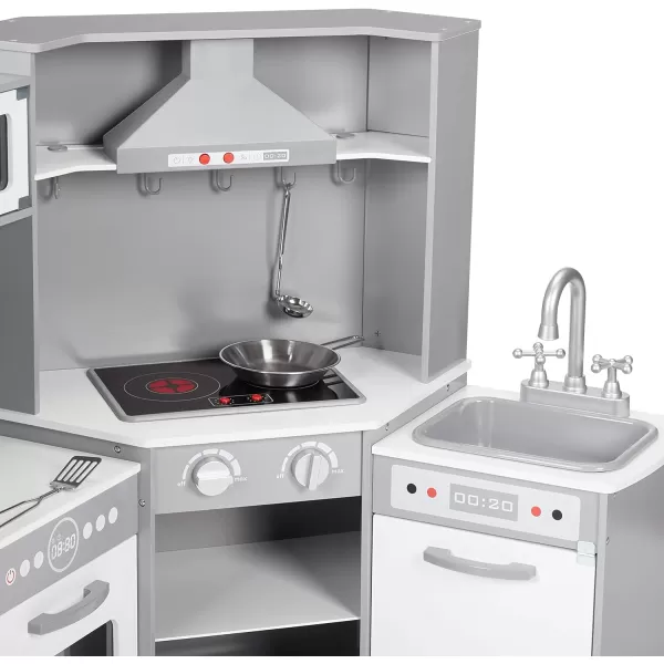 Amazon Basics Kids Upright Wooden Kitchen Toy Playset with Stove Oven Sink Fridge and Accessories for Toddlers Preschoolers Children Age 3 Years EspressoGray 39x118x39White amp Gray Corner Kitchen