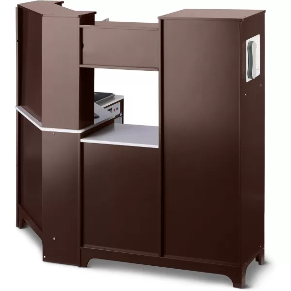 Amazon Basics Kids Upright Wooden Kitchen Toy Playset with Stove Oven Sink Fridge and Accessories for Toddlers Preschoolers Children Age 3 Years EspressoGray 39x118x39EspressoGray Corner Kitchen