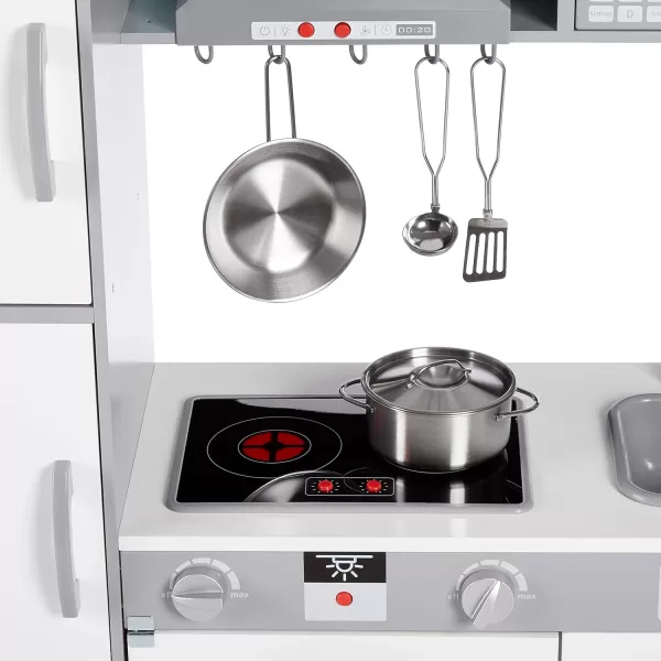 Amazon Basics Kids Upright Wooden Kitchen Toy Playset with Stove Oven Sink Fridge and Accessories for Toddlers Preschoolers Children Age 3 Years EspressoGray 39x118x39White amp Gray Upright Kitchen
