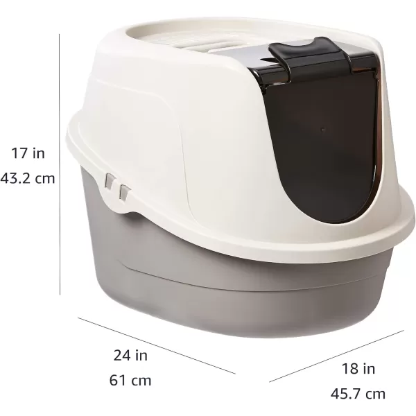 Amazon Basics NoMess Hooded Cat Litter Box Large Multicolor 24 in x 18 in x 17 inLarge