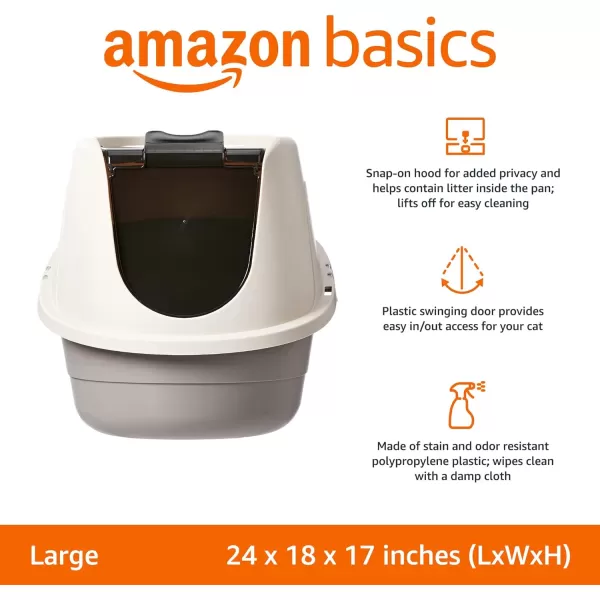 Amazon Basics NoMess Hooded Cat Litter Box Large Multicolor 24 in x 18 in x 17 inLarge