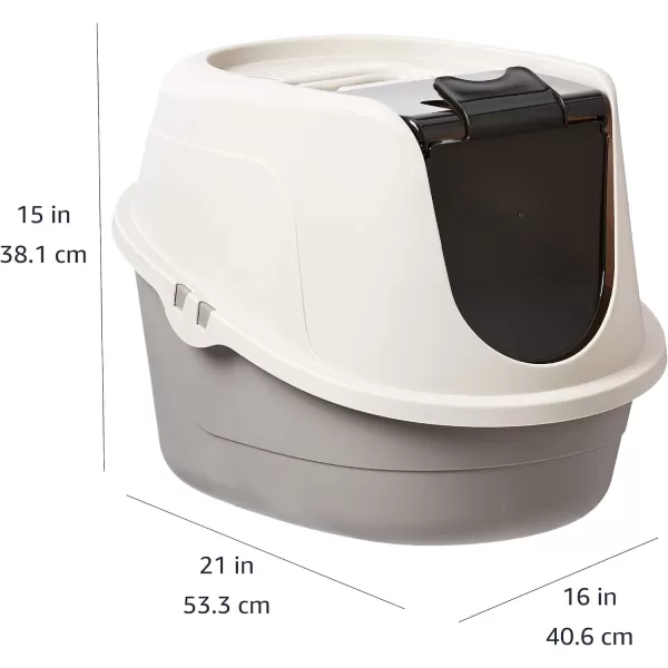 Amazon Basics NoMess Hooded Cat Litter Box Large Multicolor 24 in x 18 in x 17 inStandard