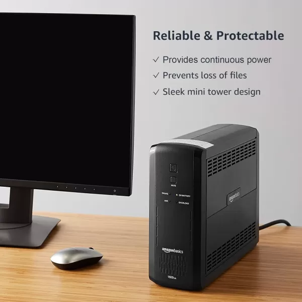 Amazon Basics Standby UPS 600VA 360W Surge Protector Battery Power Backup  8 Outlets BlackLine Interactive 10 Outlet 1500VA