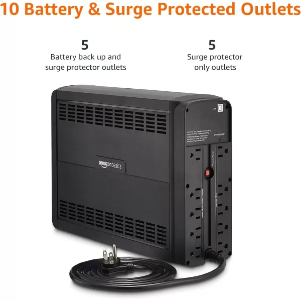 Amazon Basics Standby UPS 600VA 360W Surge Protector Battery Power Backup  8 Outlets BlackLine Interactive 10 Outlet 1500VA