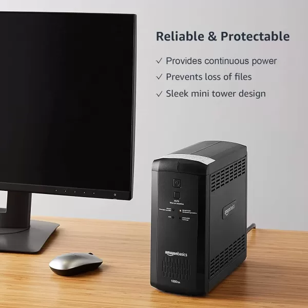 Amazon Basics Standby UPS 600VA 360W Surge Protector Battery Power Backup  8 Outlets BlackLine Interactive 9 Outlet 1000VA