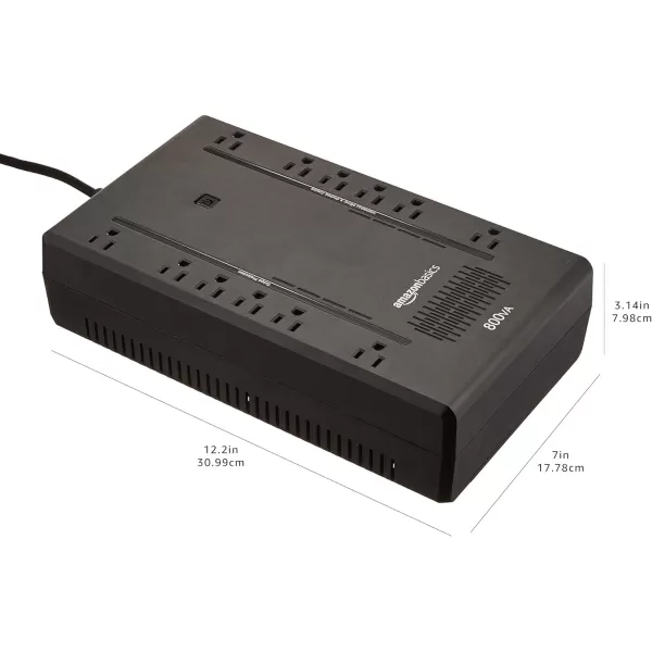 Amazon Basics Standby UPS 600VA 360W Surge Protector Battery Power Backup  8 Outlets BlackStandby 12 Outlet 800VA