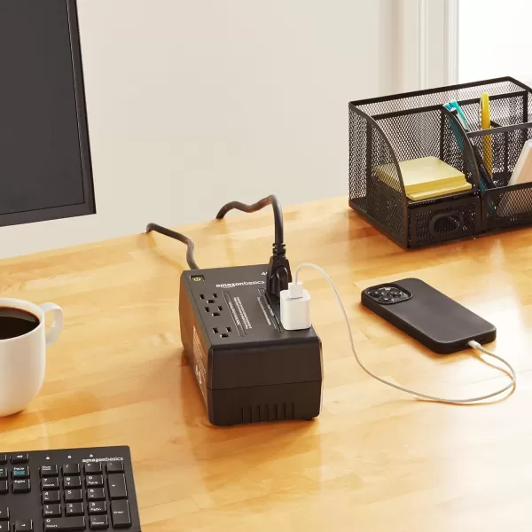 Amazon Basics Standby UPS 600VA 360W Surge Protector Battery Power Backup  8 Outlets BlackStandby 6 Outlet 400VA