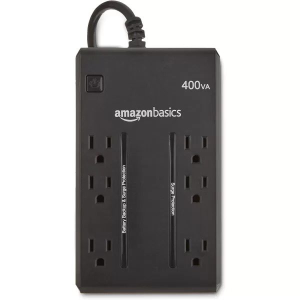 Amazon Basics Standby UPS 600VA 360W Surge Protector Battery Power Backup  8 Outlets BlackStandby 6 Outlet 400VA