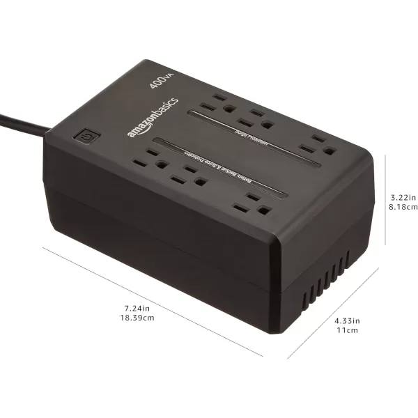 Amazon Basics Standby UPS 600VA 360W Surge Protector Battery Power Backup  8 Outlets BlackStandby 6 Outlet 400VA