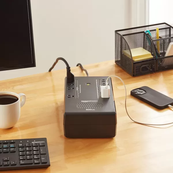 Amazon Basics Standby UPS 600VA 360W Surge Protector Battery Power Backup  8 Outlets BlackStandby 8 Outlet 600VA