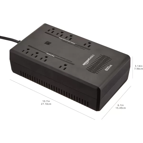 Amazon Basics Standby UPS 600VA 360W Surge Protector Battery Power Backup  8 Outlets BlackStandby 8 Outlet 600VA